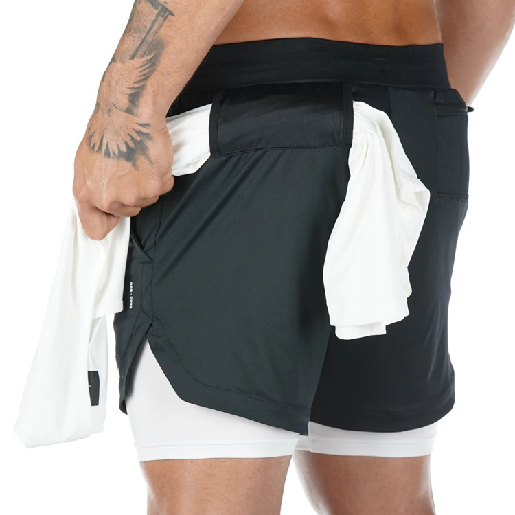 product-Muscle Basketball Outdoor Sports Shorts Mens running Double layer Fitness shorts-Ruiteng-im