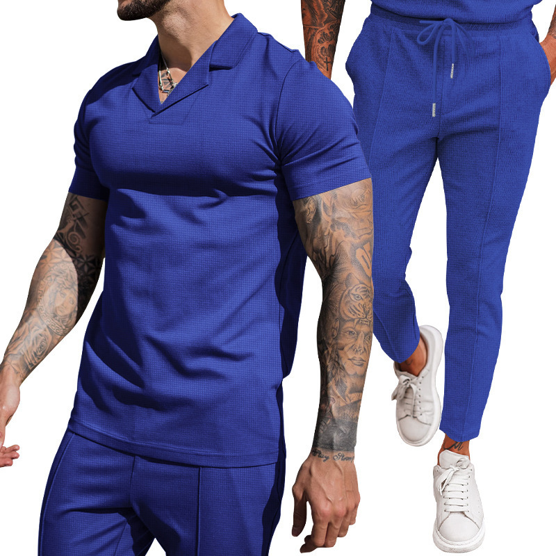 product-Mens Waffle Sportwear Fashion Personality Tracksuit-Ruiteng-img