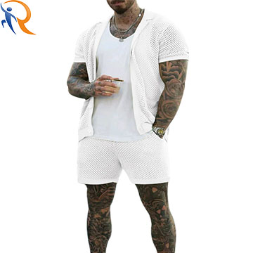 Men's Hollow Sports Thin Cool Wear Short Sleeves Shorts Tracksuit