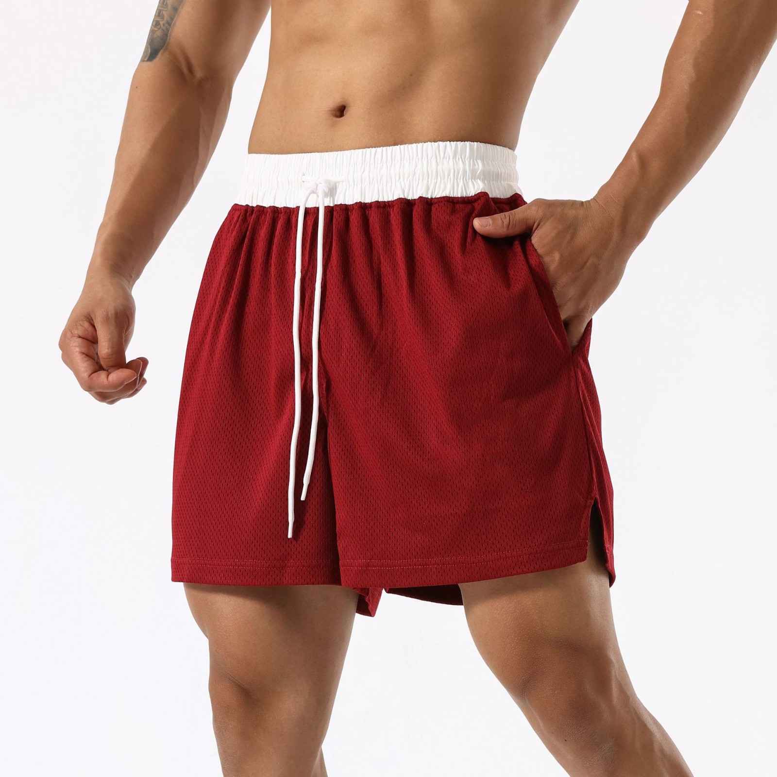 product-Ruiteng-Mens Skin-friendly Mesh Breathable Sportswear Baseball Running Shorts-img