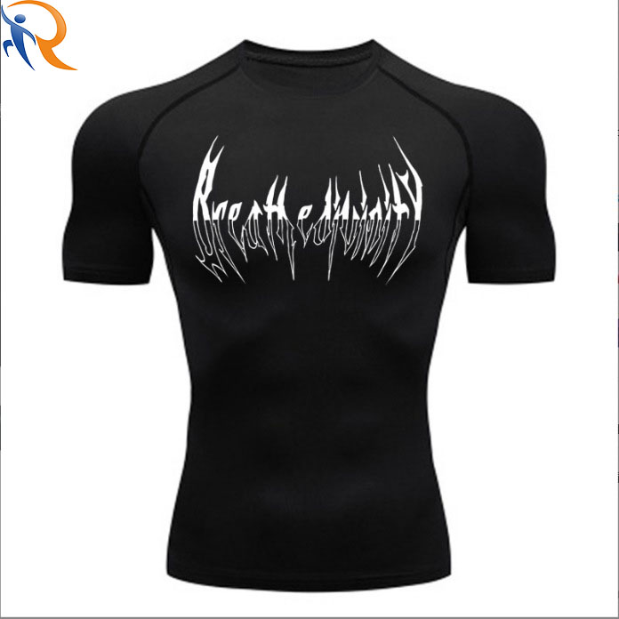 Mens Slim Fitness High Stretchy Quick Dry Muscle Showing T-shirt Gymwear