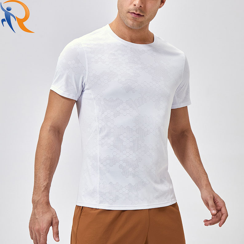 Mens Silm Fitting Running T-shirt Training Gym Wear Confirt Jacquard  T-shirt