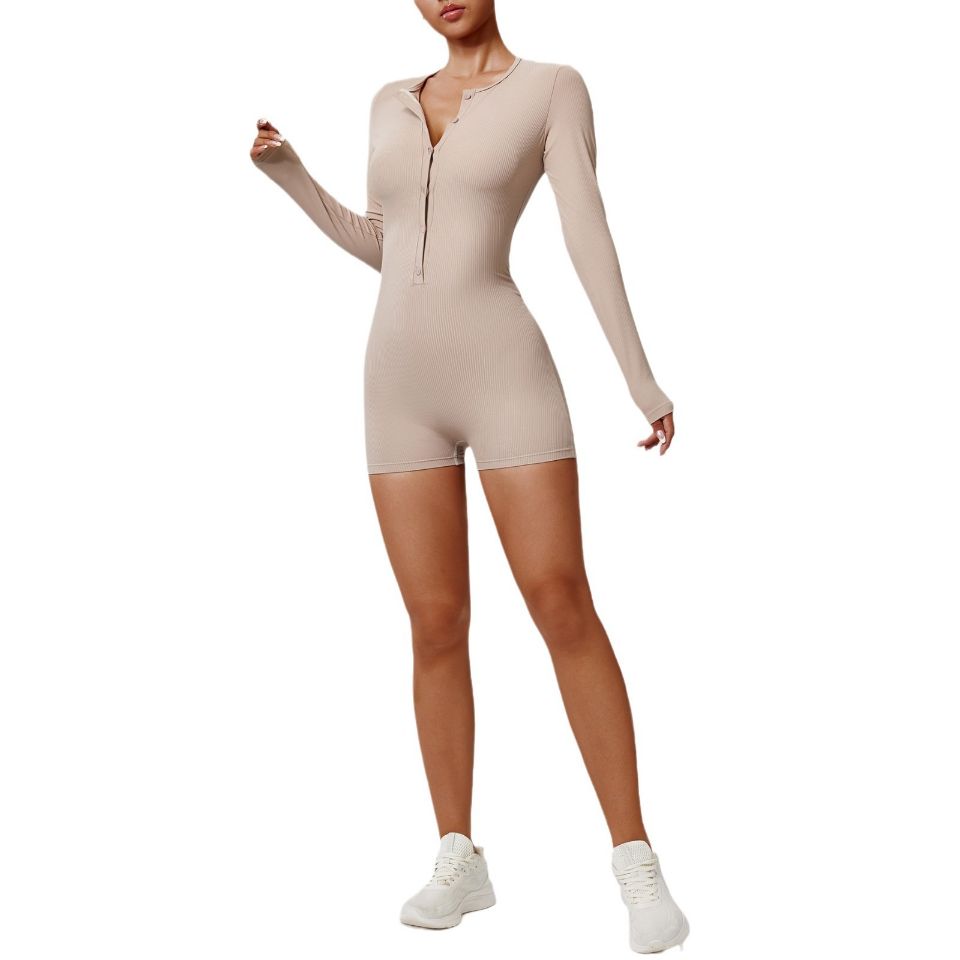 product-Beauty strip short sleeve yoga jumpsuit Womens sports running fitness bodysuit shorts-Ruiten