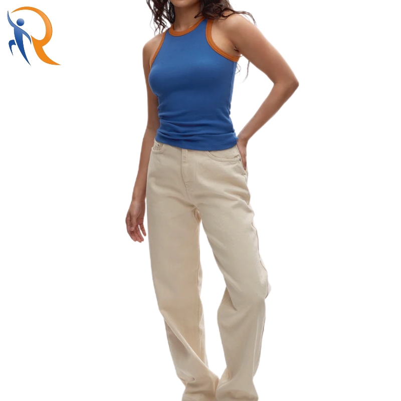 High Quality Contrast Color Casual Cotton Rib Tank Top