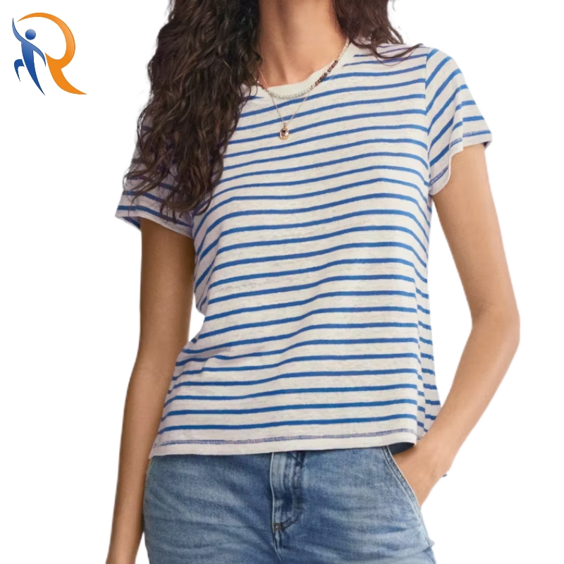 Crewneck Vintage Striped Cotton T-shirt