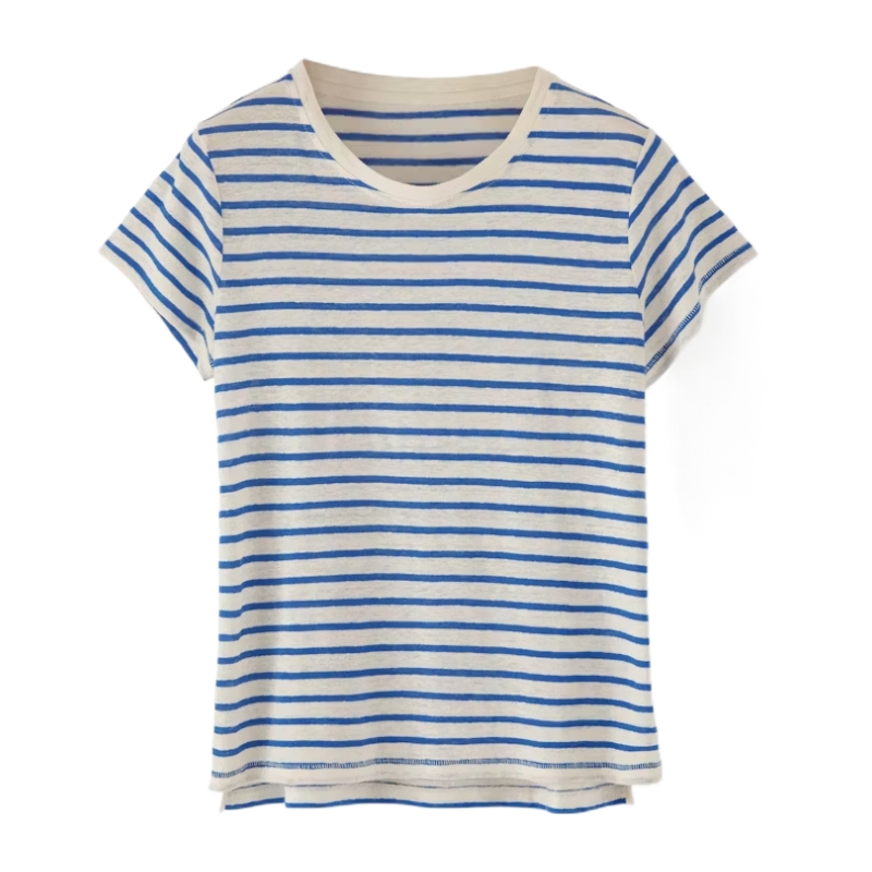 product-Crewneck Vintage Striped Cotton T-shirt-Ruiteng-img