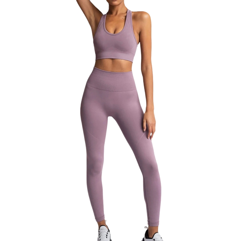 product-Solid Color Sleeveless Bra Top Tight Leggings Activewear Gym Suit Yoga Workout Sets-Ruiteng-