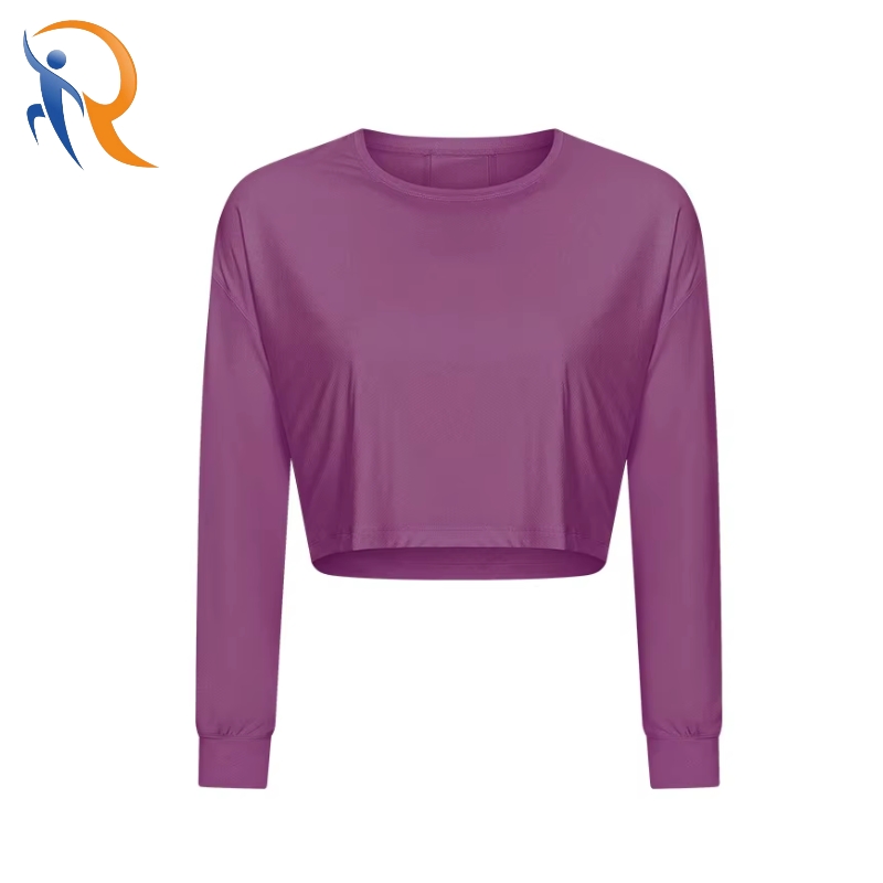 Long Sleeve Quick Drying Crew Neck Gym Fitness T-Shirts Sweatshirt