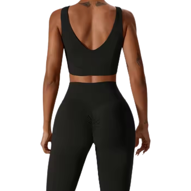 product-2 Piece V Shaped Backless Active Wear Flare Leggings Gym Yoga Sport Sets-Ruiteng-img