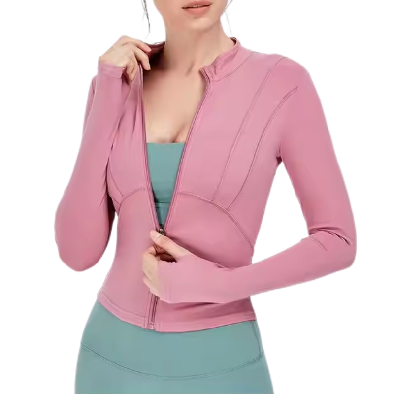 product-Women Zip Up Slim Crop Top Gym Fitness Long Sleeves Yoga Sport Jacket-Ruiteng-img