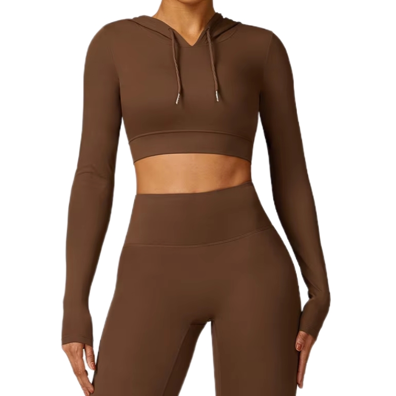 product-Women Sexy Sports Crop Top Yoga Hoodie-Ruiteng-img