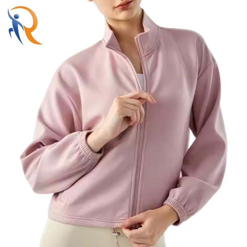 High Quality Cotton Blank Zip up Adjustable Drawstring Bottom Jacket