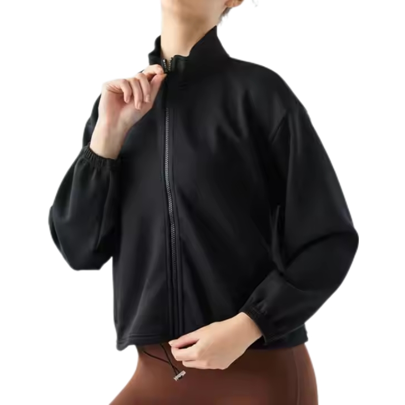 product-Ruiteng-High Quality Cotton Blank Zip up Adjustable Drawstring Bottom Jacket-img
