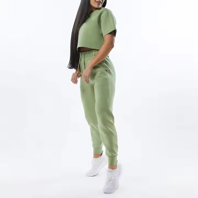 product-Ruiteng-Women Cotton French Terry Casual Fit Drawstrings Joggers-img