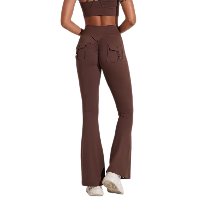 product-Butt Lifting Yoga Fitness Sports Pocket Flare Pants-Ruiteng-img