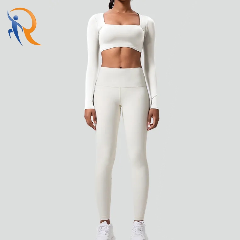 Long Sleeve Square Collar Activewear Gym 2 Piece Set