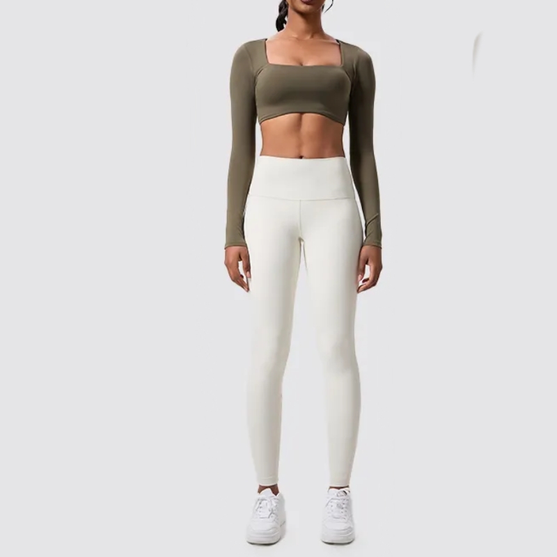 product-Long Sleeve Square Collar Activewear Gym 2 Piece Set-Ruiteng-img