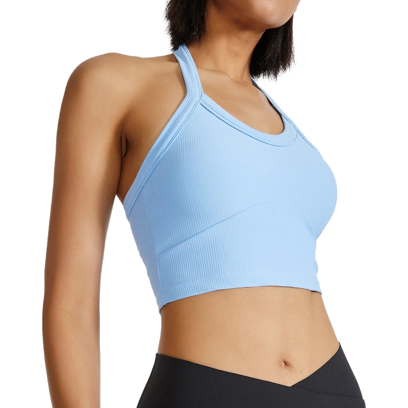 product-Women Sports Bra Ribbed Halter Neck Fitness Yoga Tank Top-Ruiteng-img