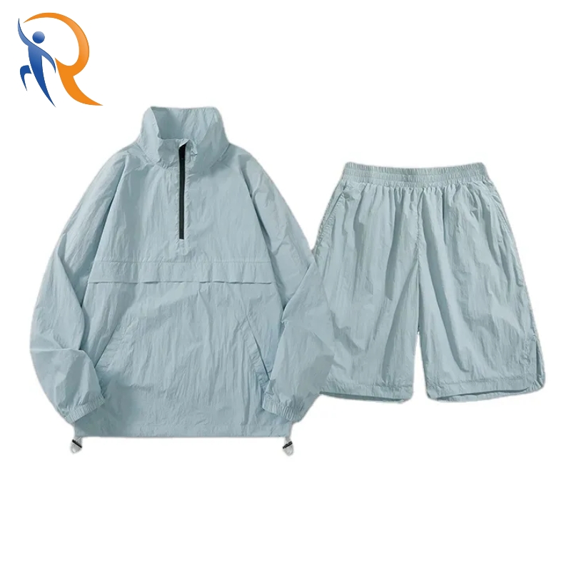 Custom Men's Nylon Windbreaker Zipped 2 Pieces Outfit Nylon Tracksuits