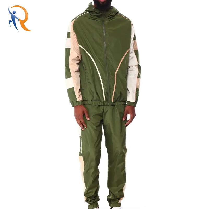 Nylon Polyester Tracksuits Sportswear Zip up Jacket Pants Windbreaker Men Track Set