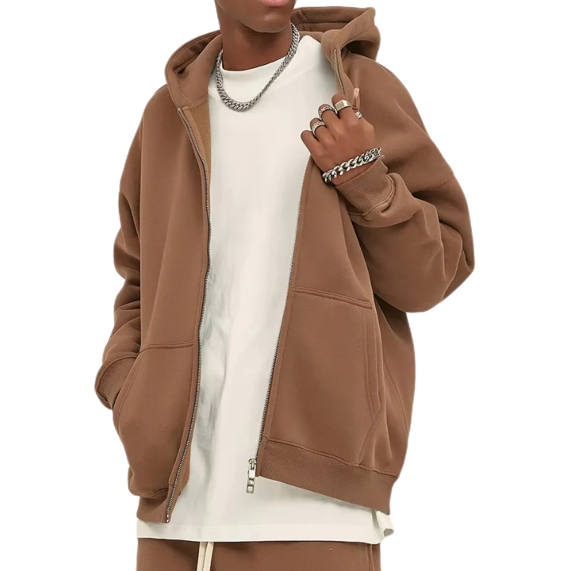 product-Heavy Weight Unisex Zipper Custom Logo Casual Plain Hooded Sweatshirt-Ruiteng-img