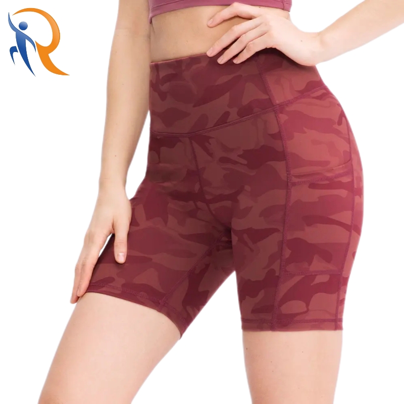 Women's Printed Tight Fitting Quick Drying with Pockets Yoga Shorts
