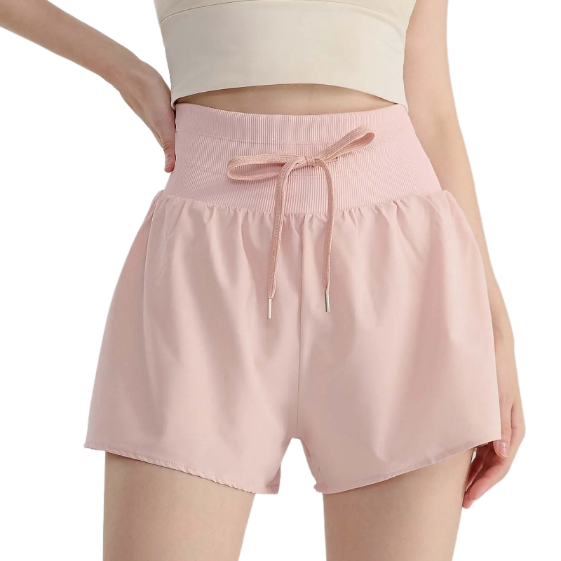 product-Ruiteng-Womens High Waist Adjustable Drawstring Pink Sports Shorts-img