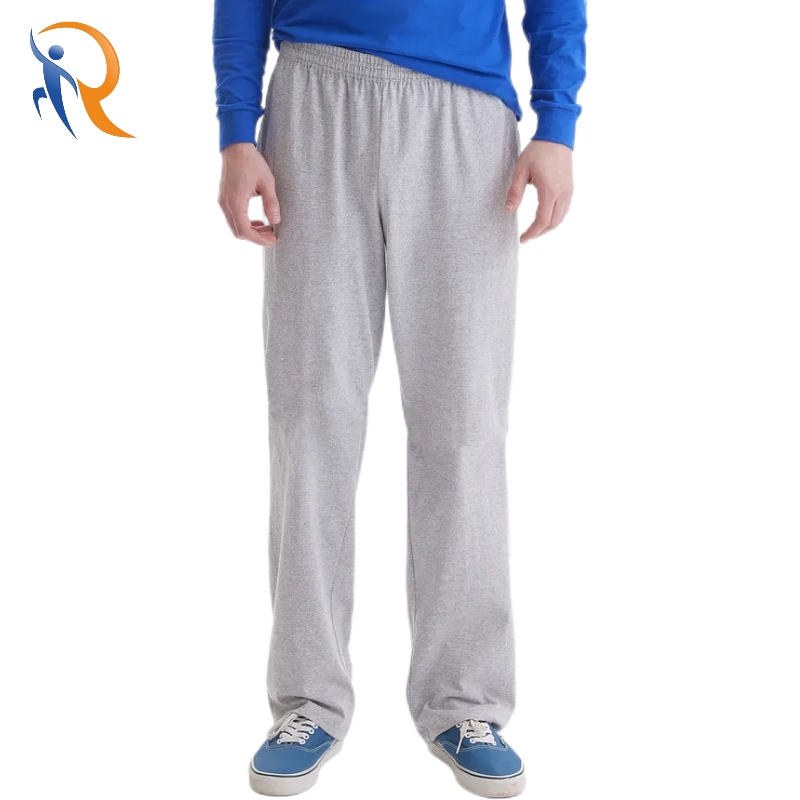 Men's Heather Grey Elastic Cotton Fleece Jersey Pants