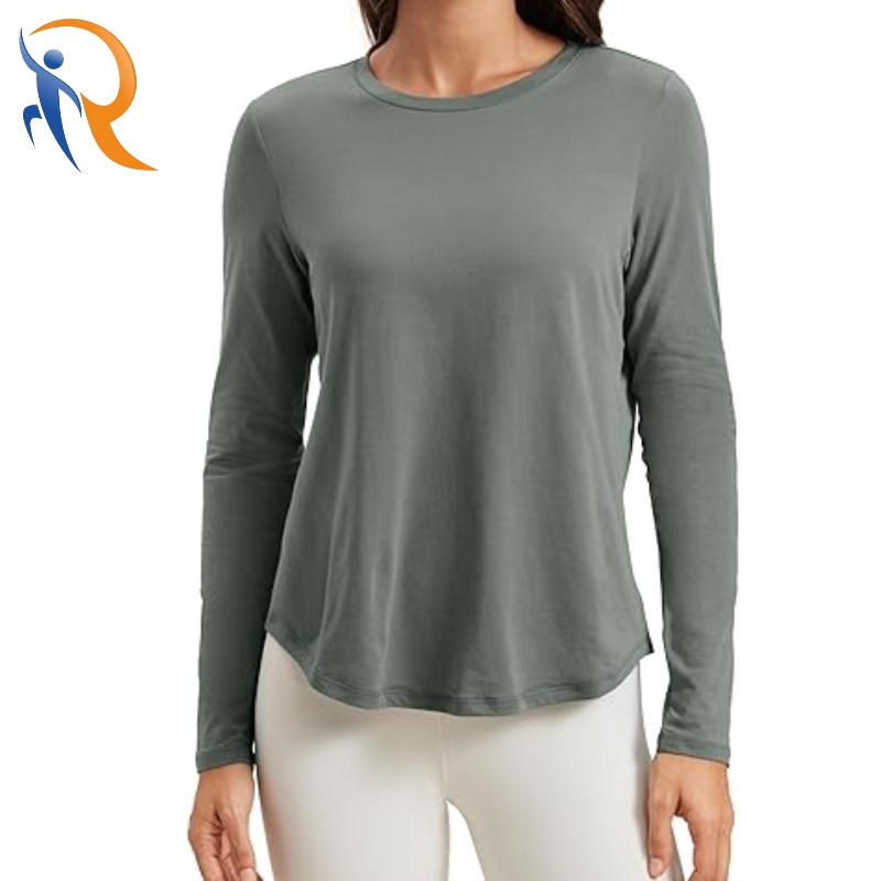 Athletic Crewneck Yoga Casual Tops Plain Long Sleeve Shirts for Women