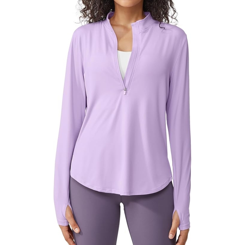 product-UPF 50+ Sun Shirts Lightweight Quick Dry Half Zip Workout Tops with Thumb Hole-Ruiteng-img