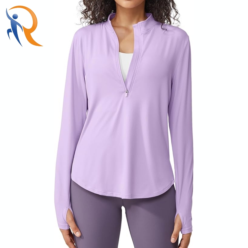 UPF 50+ Sun Shirts Lightweight Quick Dry Half Zip Workout Tops with Thumb Hole