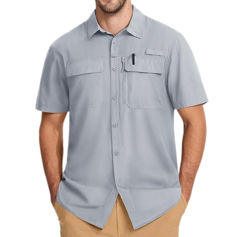 product-Mens UPF 50+ Short Sleeve Sun Protection Quick Dry Button Down Outdoor Shirt-Ruiteng-img