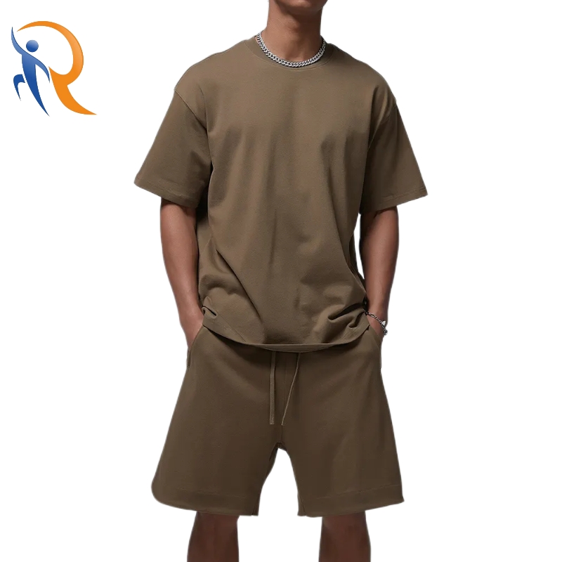 Custom Logo Men's Fitness Sportswear Set Casual Solid Color Two-Piece Summer Tracksuits
