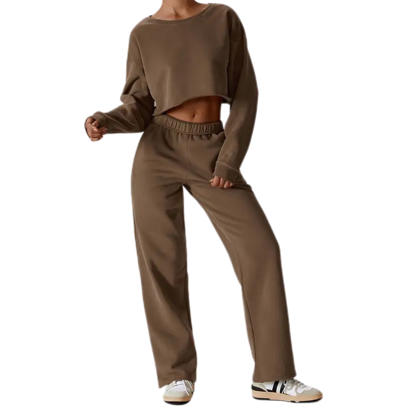 product-Womens Sweatsuits Crop Top Long Sleeves Sweatshirts Sweatpants Casual Outfits-Ruiteng-img