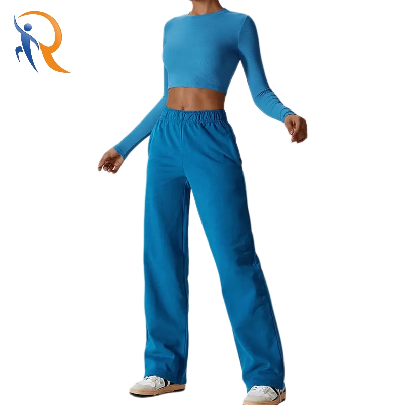 Women's Crew Neck Slim Fit Crop Top High Waist Set Casual Sweatsuits