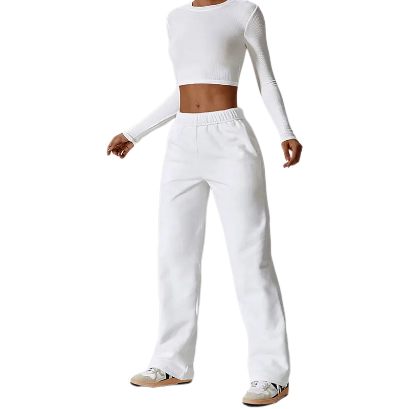 product-Womens Crew Neck Slim Fit Crop Top High Waist Set Casual Sweatsuits-Ruiteng-img