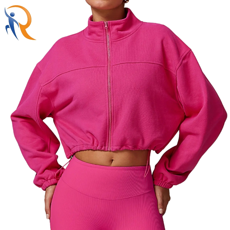 Winter Custom Full Zip up Cropped Top Sweatshirts High Quality Jacket