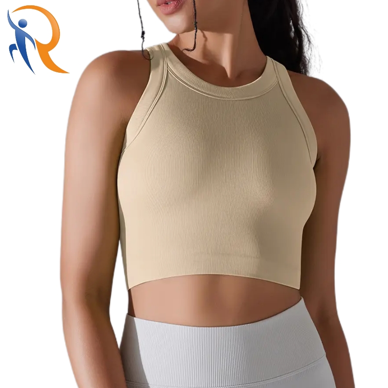 Wholesale Customized Logo Breathable Solid Women Sleeveless Fitness Yoga Ribbed Crop Top