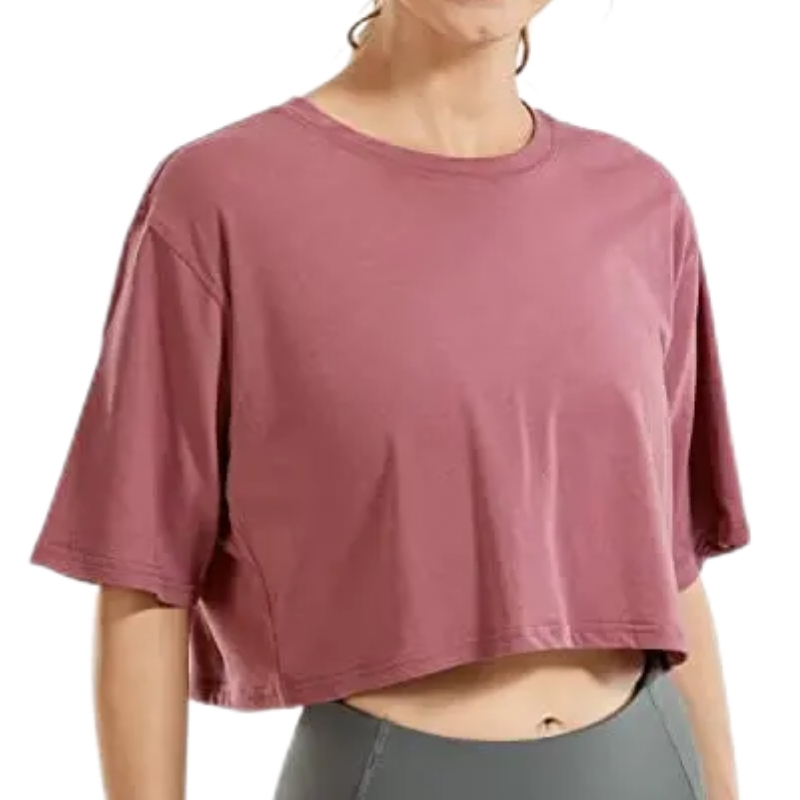 product-Custom Womens Cotton Workout Crop Tops Short Sleeve Yoga Shirts Casual Athletic Running T-Sh