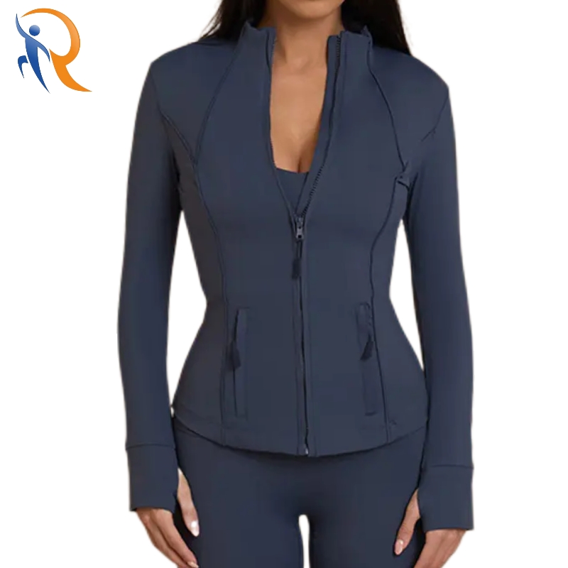 Custom Nylon Spandex Activewear Tight Fitted Sports Womens Gym Zip up Yoga Jackets