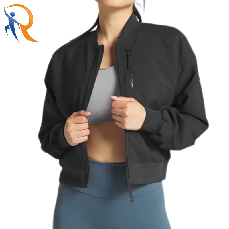 Woman Outdoor Sport Full Zipper Crop Top Fitness Yoga Jackets