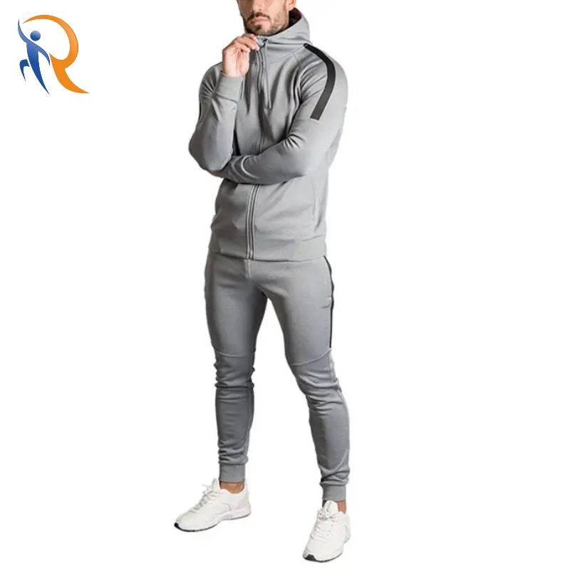 Custom Men's Two-Piece Stripe Sweatsuit Set Gym Sportswear