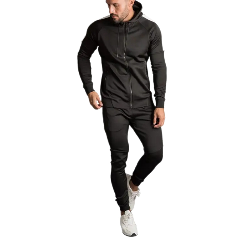 product-Custom Mens Two-Piece Stripe Sweatsuit Set Gym Sportswear-Ruiteng-img