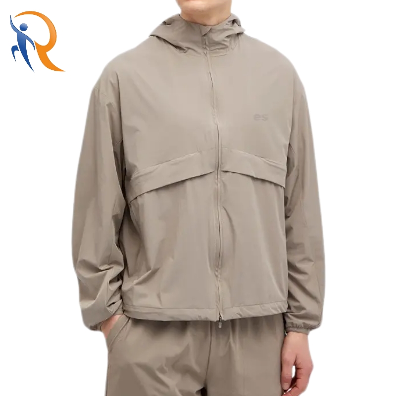 Nylon Training Sports Workout Windbreaker Water Repellent Zipper Hooded Jacket