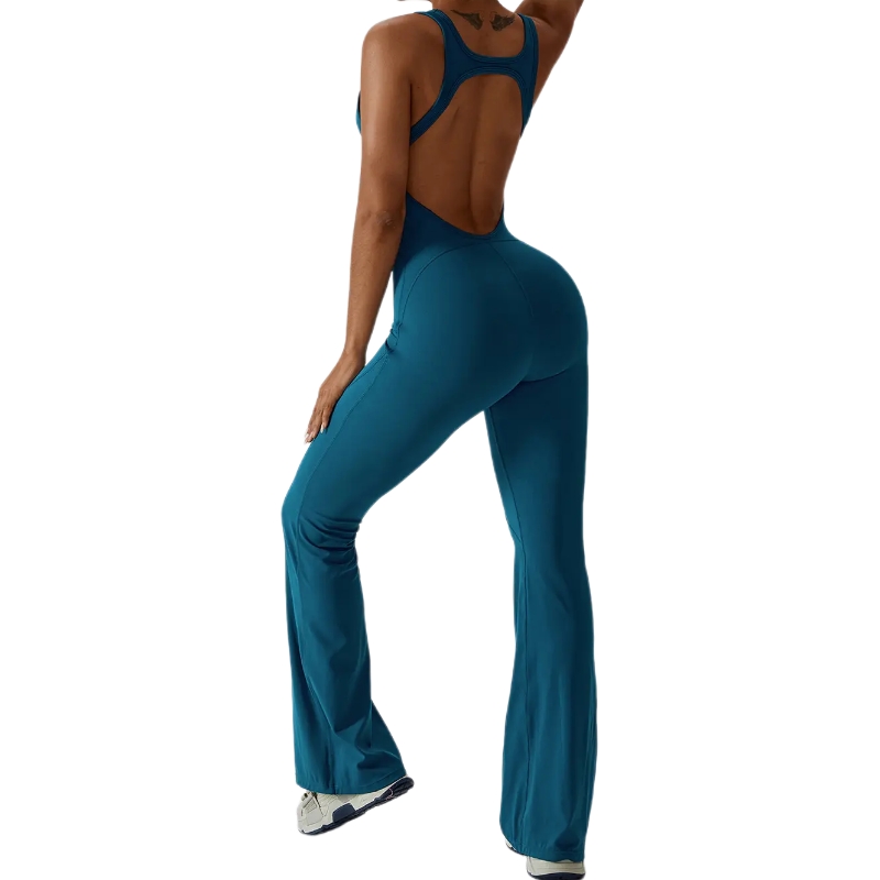 product-Sleeveless Flared Long Leggings Fitness Yoga jumpsuit-Ruiteng-img