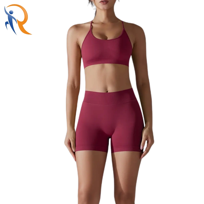 Spaghetti Strap Cross Back Bra High Elastic Tight Sports Two-piece Yoga Set