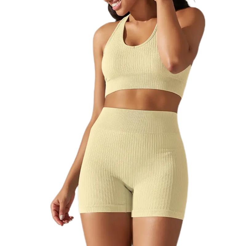 product-Seamless Tight Backless Yoga Bra Shorts Sports Fitness Yoga Suit-Ruiteng-img