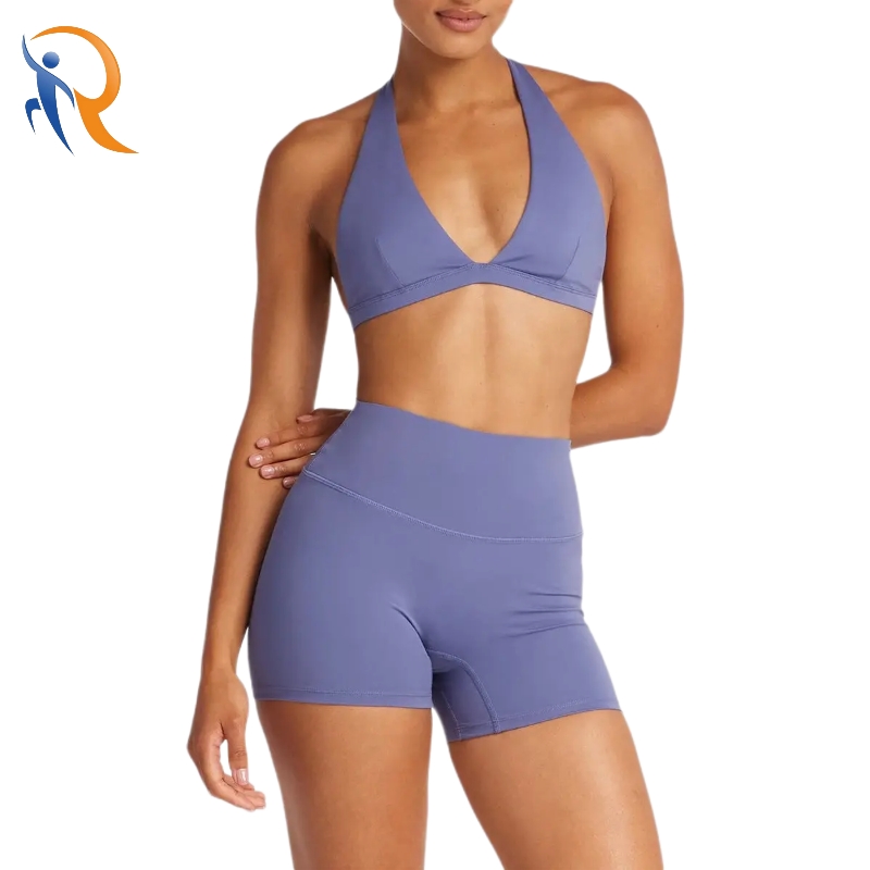 Custom Sports Halter Backless Bra Shorts  Active Gym Fitness Yoga Suits