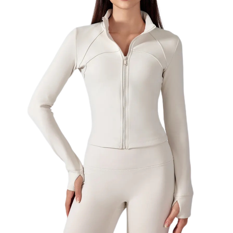 product-Ruiteng-High Quality Nylon Elastic Zipper Long Sleeve Yoga Top Sports Coat-img