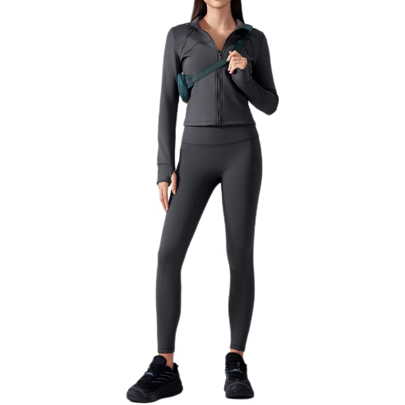 product-High Quality Nylon Elastic Zipper Long Sleeve Yoga Top Sports Coat-Ruiteng-img
